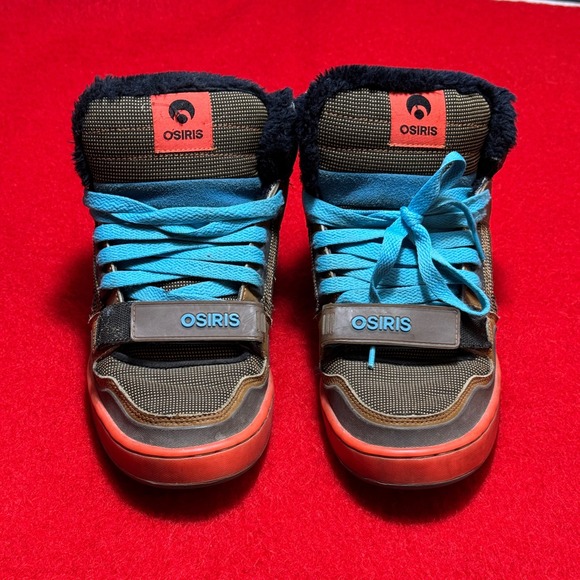 Osiris Other - Osiris Tranzor Skate Shoes Mens 10 Brown Orange Blue Faux Fur High Top Sneakers